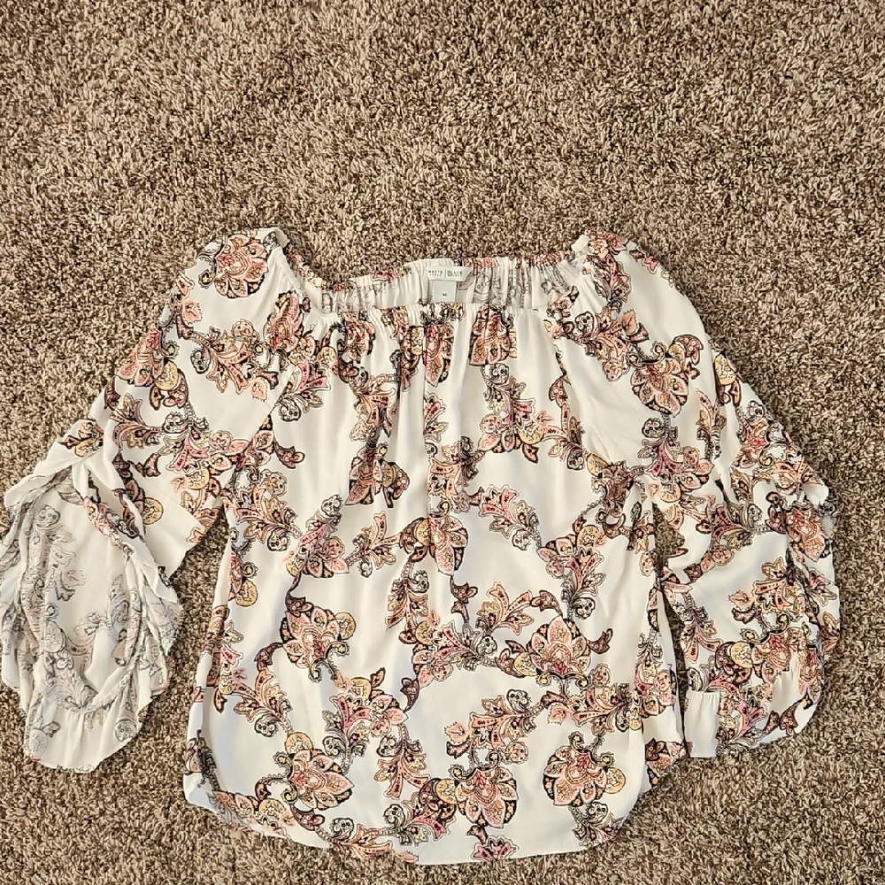 White House Black Market Paisley Off-Shoulder Blouse